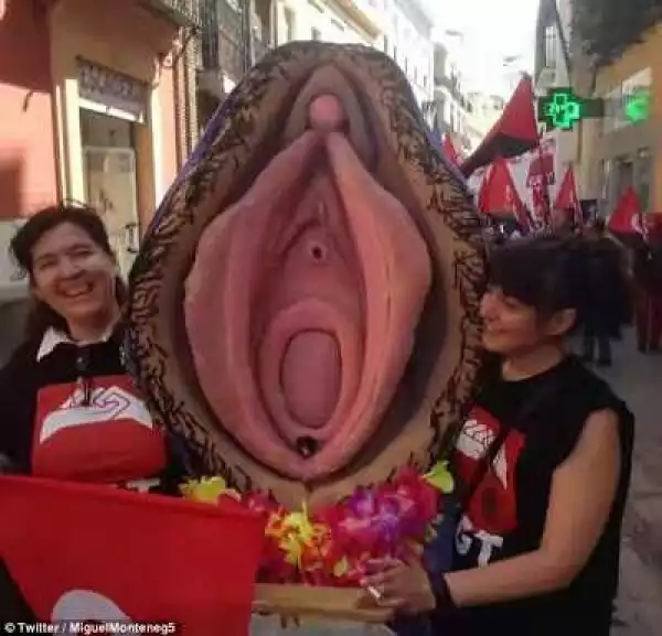 Women Who Parade The Streets Of Spain Carrying A Plastic Vagina Charged With Religious Offence (Photos)